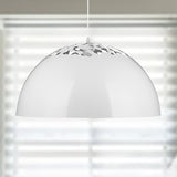 Industrial Domed Pendant Lighting - Metal Suspension Light With Hollow Out Design 1 Black/White