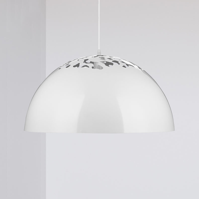 Industrial Domed Pendant Lighting 1-Light Metal Suspension Light 12’/16’ Dia Hollow Out Design