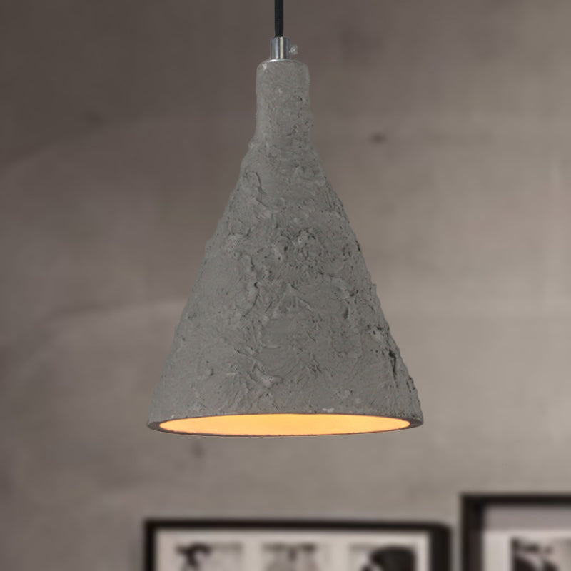 Industrial Grey Funnel Pendant Light - 1-Light Cement Shade For Restaurant Suspension