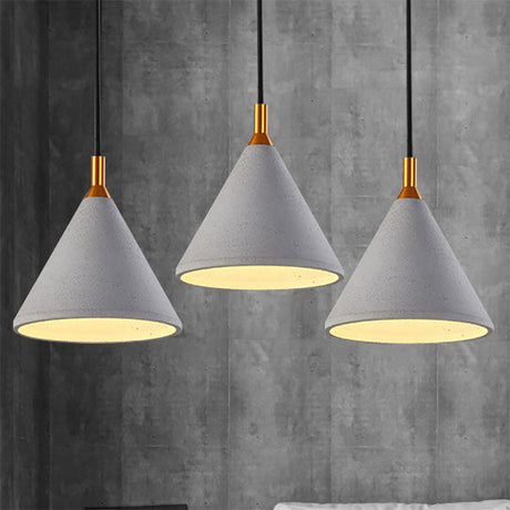 Vintage Style Gray Conical Cement Pendant Light - 1 Coffee Shop Fixture Grey