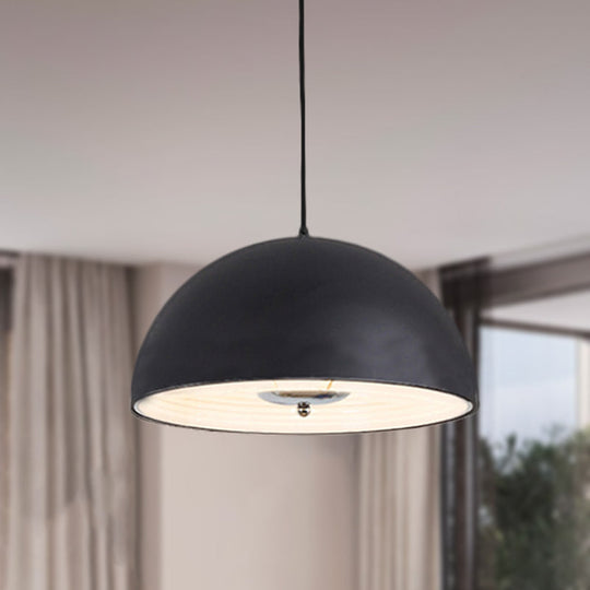 Retro-Style Domed Metallic Pendant Lamp - 1-Light Rose Gold/Black Ceiling Light For Dining Room