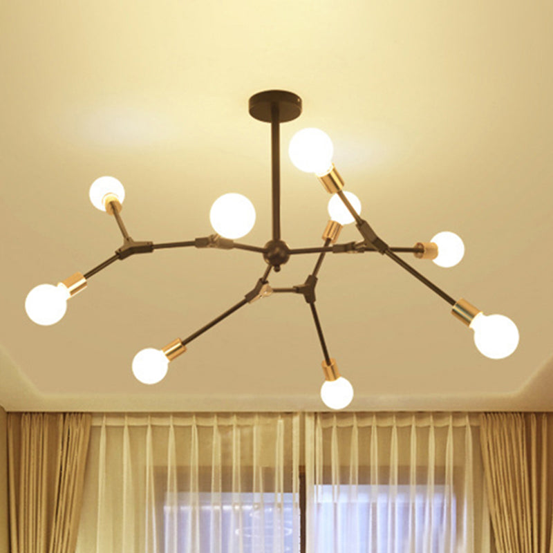 Retro Style Black Branch Suspension Light With Metallic Finish – Bedroom Chandelier Lamp (6/8