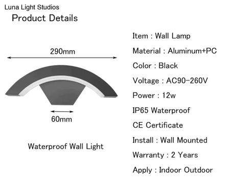 24W Led Outdoor Waterproof Walkway Front Door Garden Porch Wall Light Modern Indoor Corridor