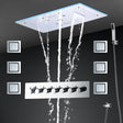 24x12 Inch 600x300mm Bluetooth Music LED Shower Head Panel Faucet Rain Mist Waterfall Column Thermostatic Mixer Valve