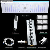 24x12 Inch 600x300mm Bluetooth Music LED Shower Head Panel Faucet Rain Mist Waterfall Column Thermostatic Mixer Valve