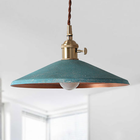 Rustic Saucer Shade Pendant Light With Adjustable Cord In Silver/Red/Blue Blue