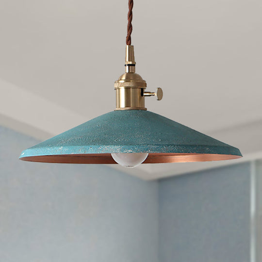 Rustic Saucer Shade Pendant Light With Adjustable Cord - Silver/Red/Blue