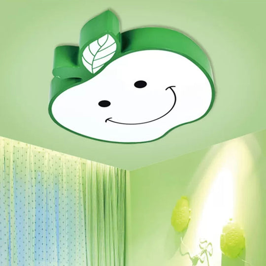 Darling Smiling Apple Ceiling Light For Child’s Bedroom - Acrylic Metal Flush Mount
