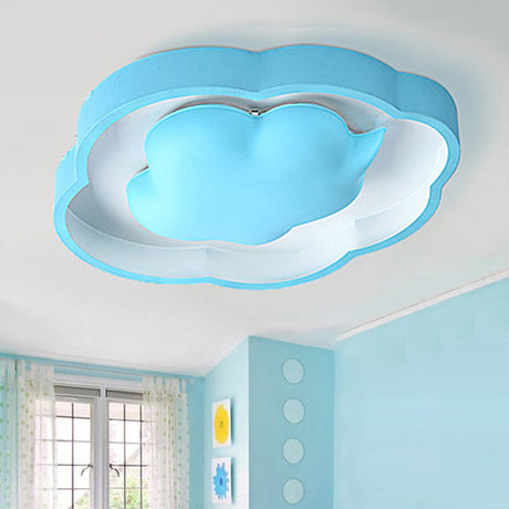 Modern Led Ceiling Fixture For Cloud-Inspired Childrens Bedroom Blue / White