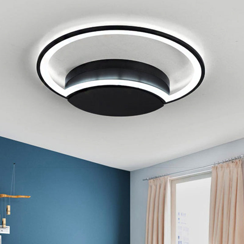 Contemporary Round Acrylic Flush Mount Ceiling Light For Living Room Décor Black / 16 Warm