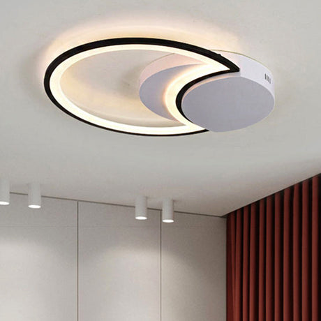 Contemporary Round Acrylic Flush Mount Ceiling Light For Living Room Décor Black - White / 16’ White