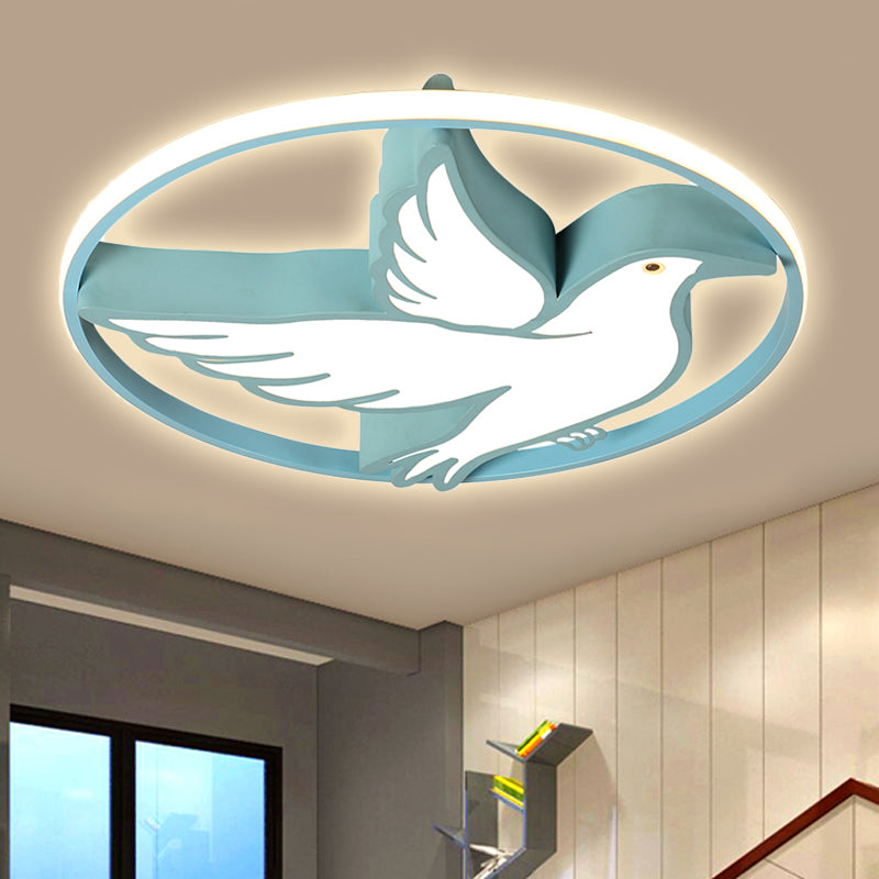 Peace Pigeon Acrylic Ceiling Light With Led Ring: Perfect For Living Rooms And Animal Lovers Blue /