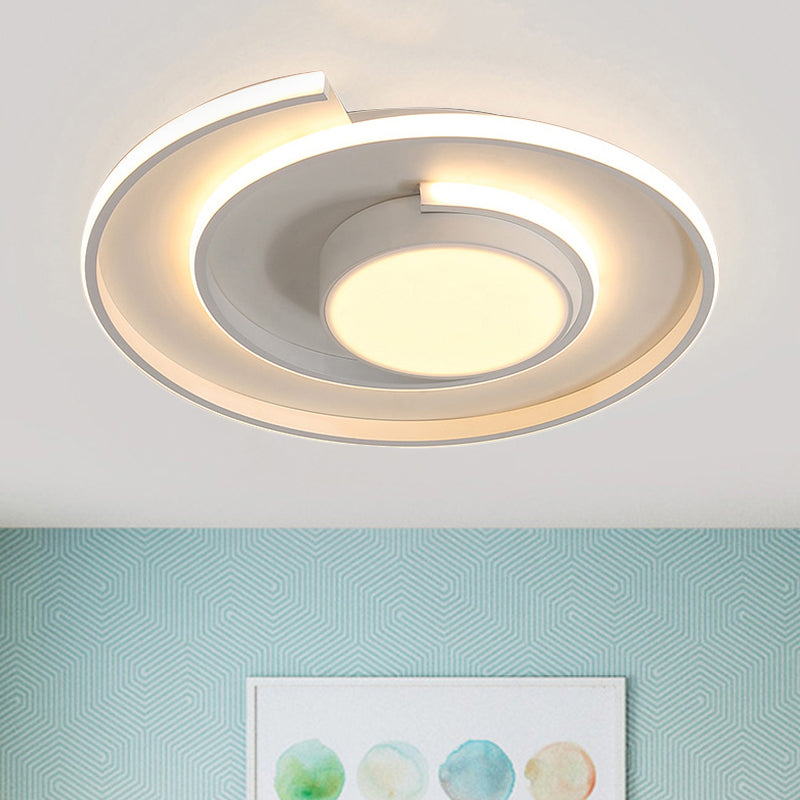Modern Swirl Led Ceiling Lamp For Energy-Saving Study Room Lighting White / 16.5