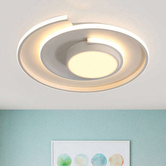 Modern Swirl Led Ceiling Lamp For Energy-Saving Study Room Lighting White / 16.5