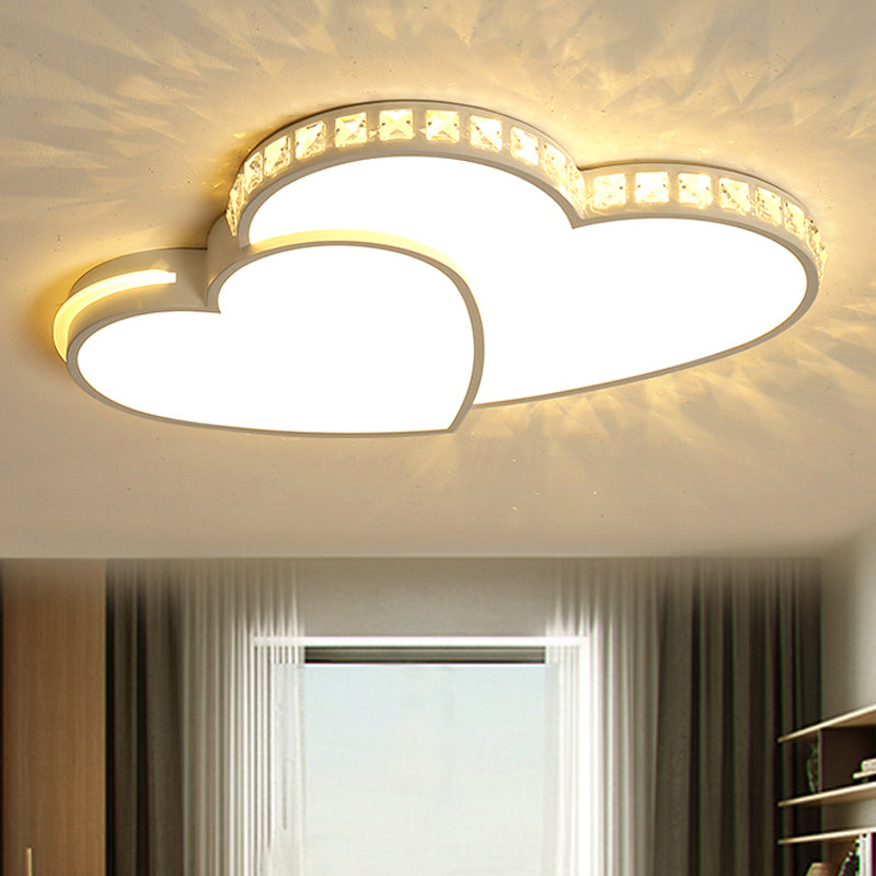 Modern Clear Acrylic Led Heart Ceiling Light In White For Foyer / 20.5 Warm