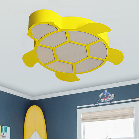 Cartoon Turtle Kindergarten Ceiling Light - Acrylic Flush Mount Fixture