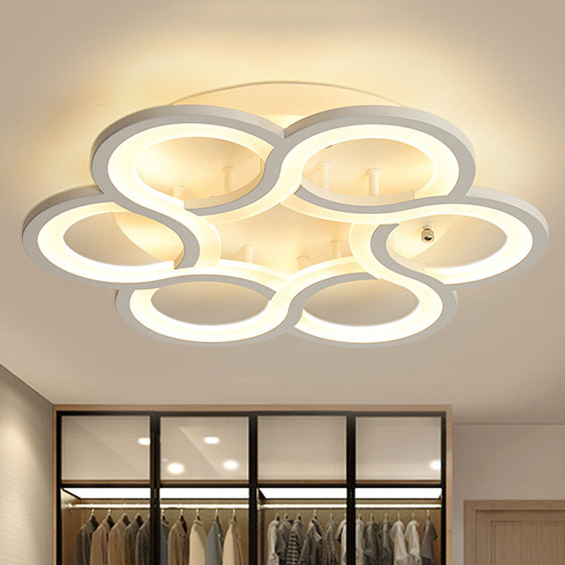 Modern Stylish White Acrylic Led Ceiling Fixture For Hotels - Petal Semi Mount Light / 16.5’
