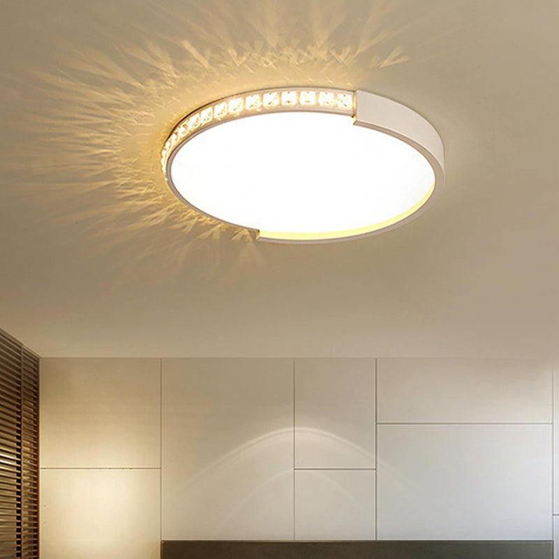 Modern White Acrylic Circle Flush Mount Ceiling Light For Kitchen / 16.5 Warm