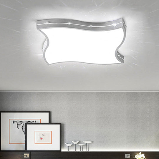 Modern Led Monochromatic Flush Mount Ceiling Light In White For Bedroom / 18’