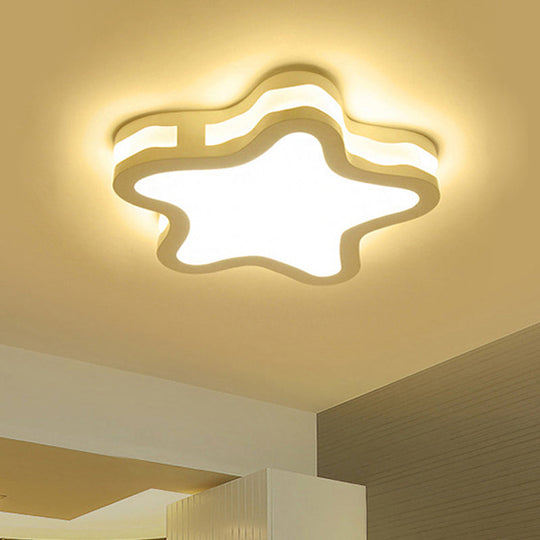 Cartoon Classroom Ceiling Light In White - Acrylic Flush Mount Fixture / Third Gear