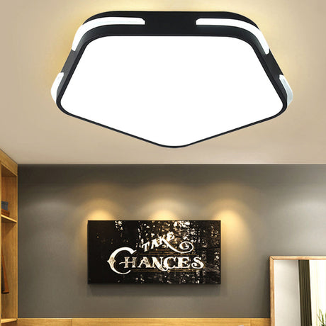 Simple Acrylic Pentagon Ceiling Light For Living Room Flush Mount Black / 16 Remote Control Stepless