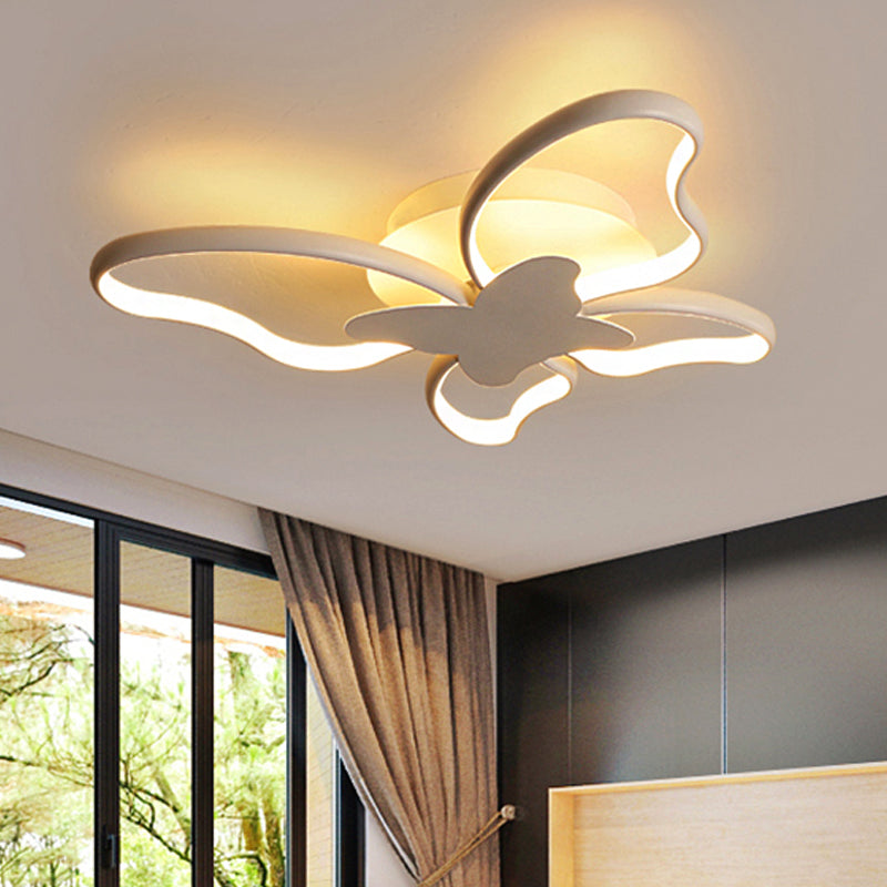 Modern Led Butterfly Ceiling Light - Acrylic Flush Mount For Bedroom White / 19’ Warm