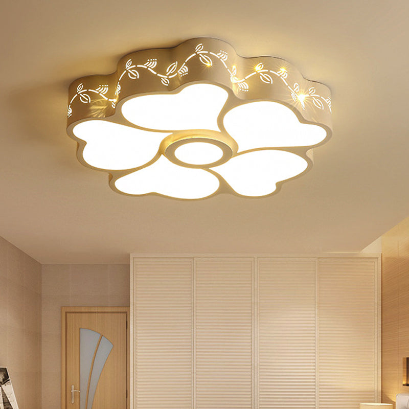 Art Deco Flush Mount Kid’s Bedroom Ceiling Light In White Acrylic