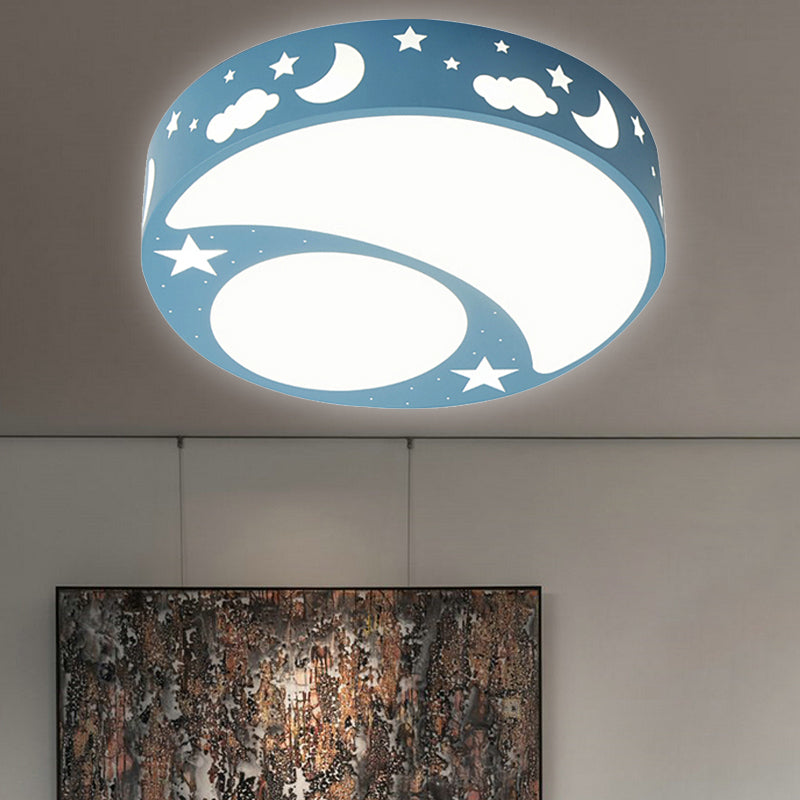 Kid’s Cartoon Led Ceiling Light With Moon Acrylic Fixture - Perfect For Bedrooms