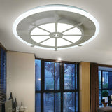Nautical Style Metal Compass Flush Mount Ceiling Lamp In White Finish For Dining Room /