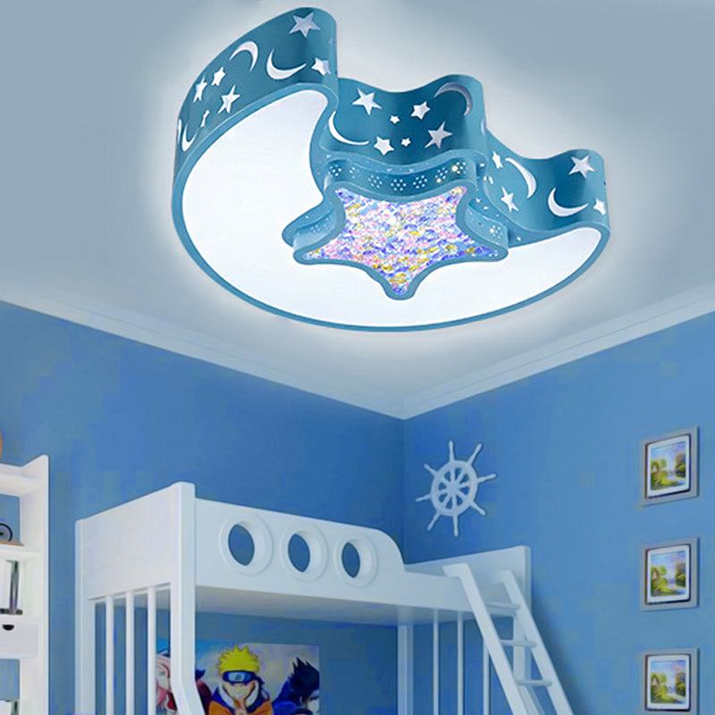Art Deco Acrylic Flush Mount Ceiling Light For Kindergarten Blue / 15’