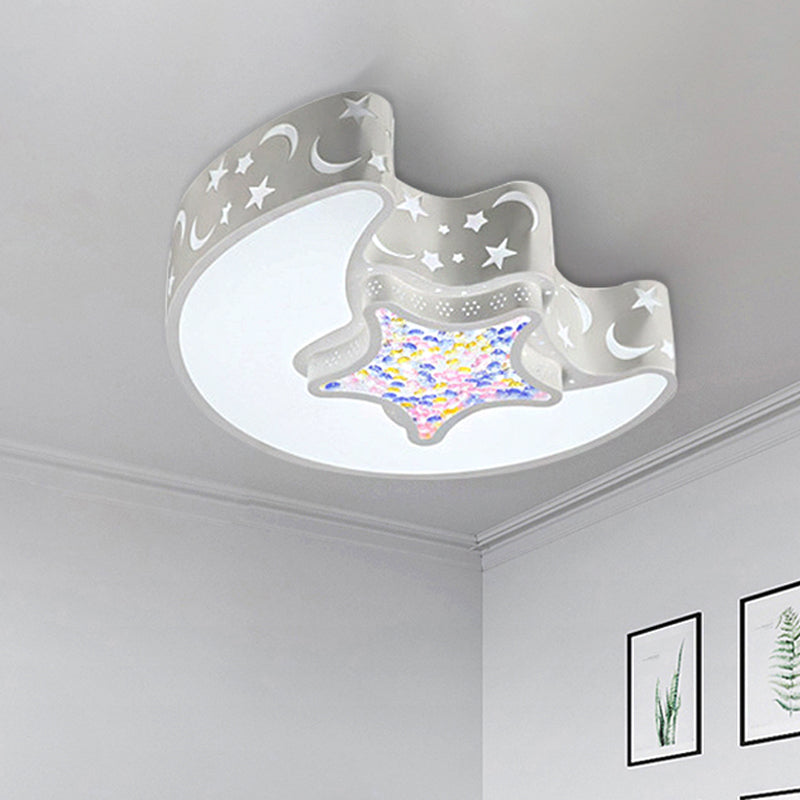 Art Deco Acrylic Flush Mount Ceiling Light For Kindergarten White / 15’