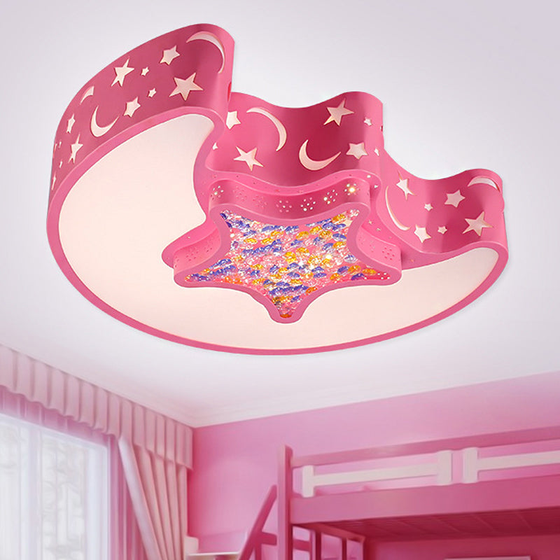 Art Deco Acrylic Flush Mount Ceiling Light For Kindergarten Pink / 15’