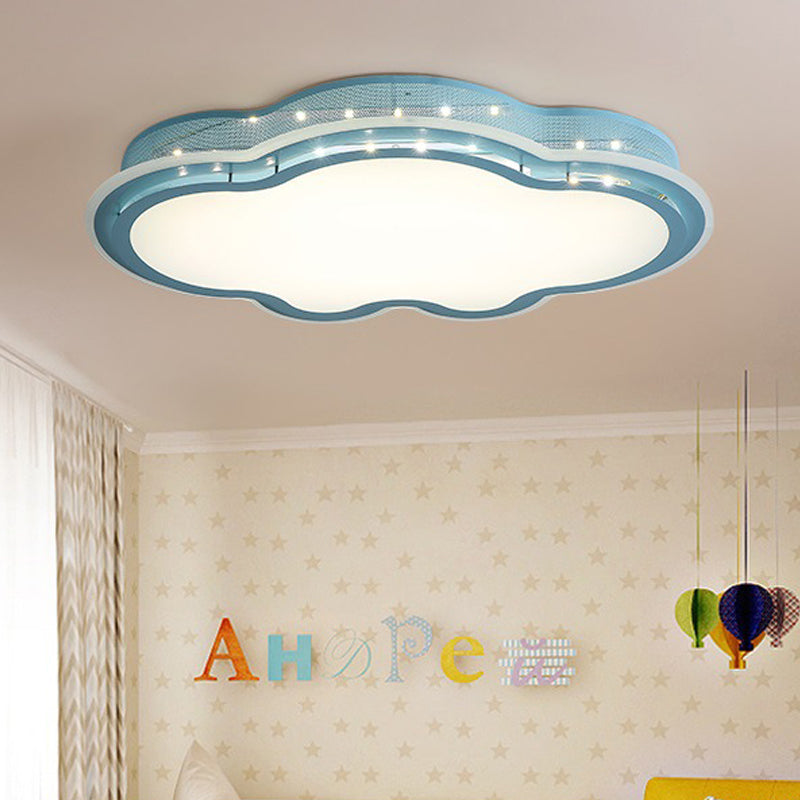 Cloud - Themed Led Flush Mount Ceiling Light For Kindergarten Blue / 21.5’ Warm