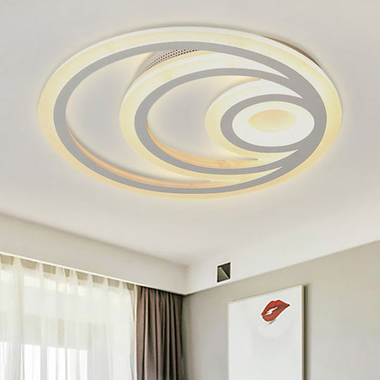 Modern White Round Flush Mount Ceiling Light For Kindergarten - Chic Acrylic Fixture / 16’ Warm