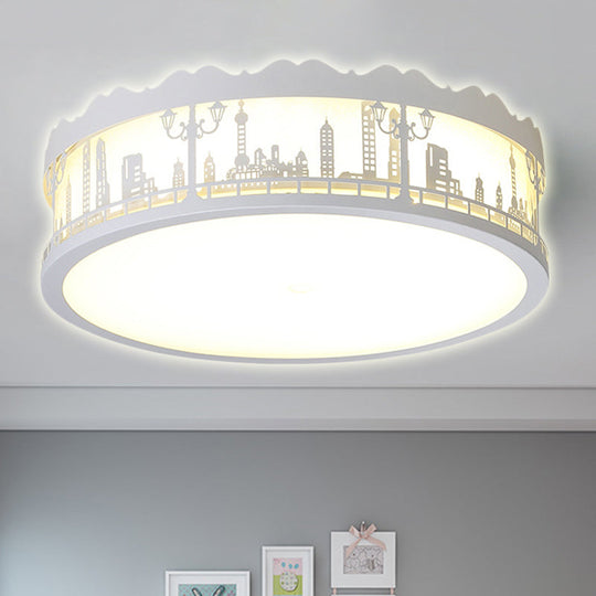Modern White Circle Ceiling Light Fixture For Nursing Room / 16.5’