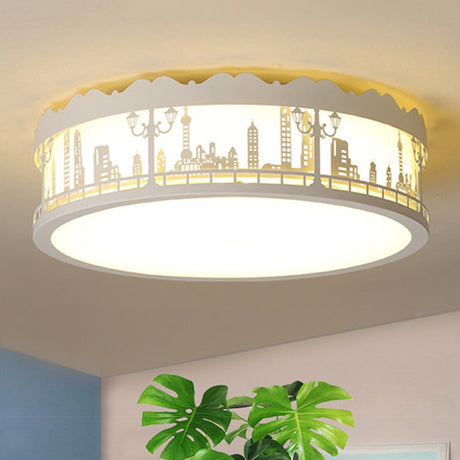 Modern White Circle Ceiling Light Fixture For Nursing Room / 16.5 Warm