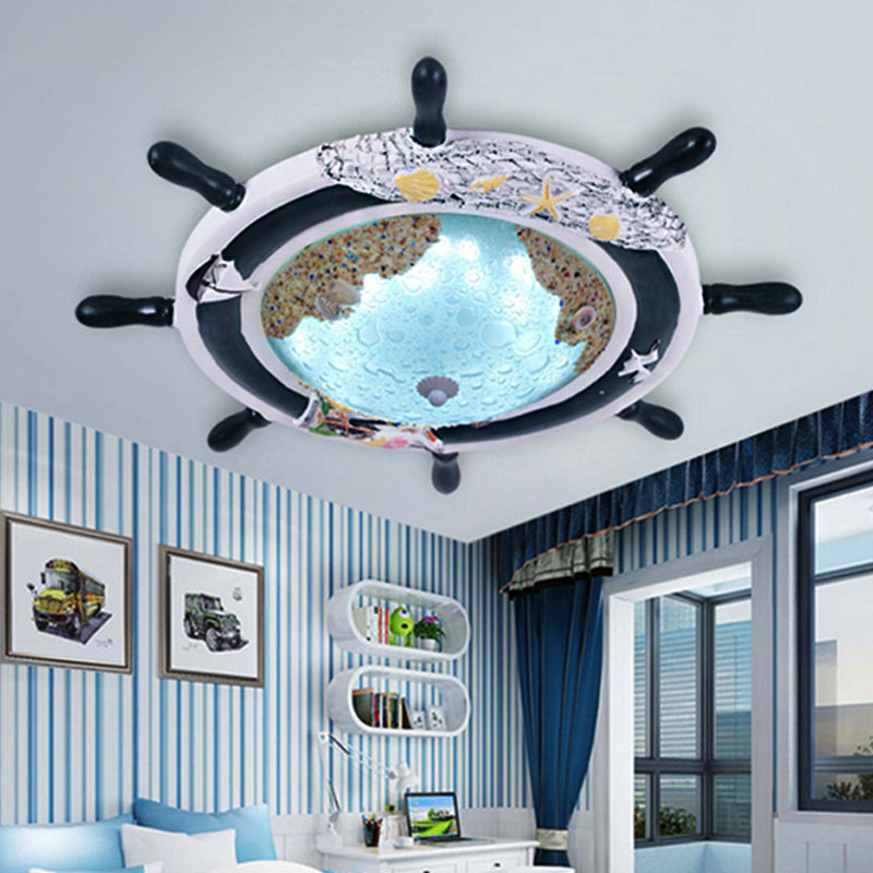 Rudder Metal Blue Flush Ceiling Light: A Mediterranean - Inspired Lamp For Boys Bedroom