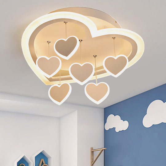 Art Deco Acrylic White Heart - Shaped Flush Mount Ceiling Light For Study Room /