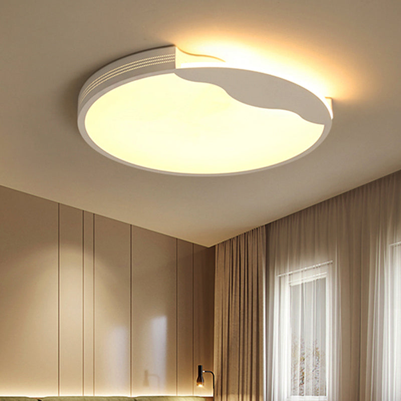Modern White Led Flush Mount Ceiling Light Fixture With Acrylic Shade – Warm/White Lighting