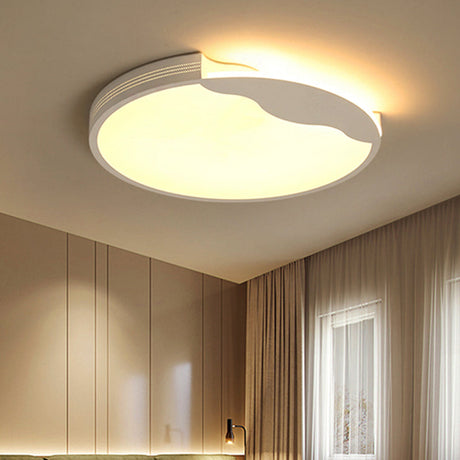 Modern White Led Flush Mount Ceiling Light Fixture With Acrylic Shade Warm/White Lighting 16/19.5