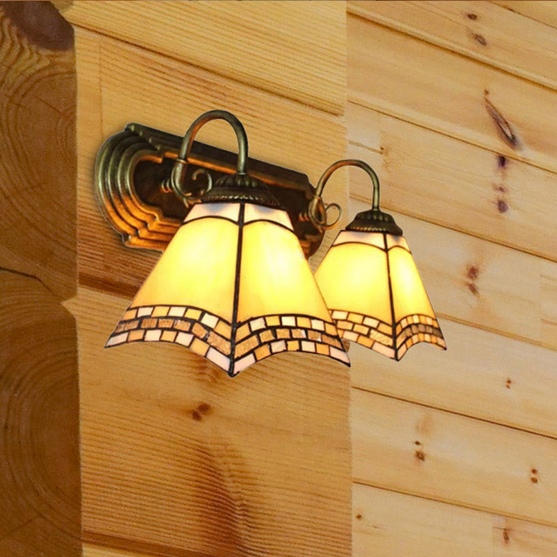 Stained Glass Mission Wall Sconce With Adjustable Gooseneck Lights