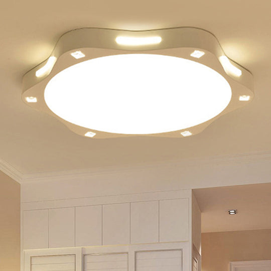 Contemporary Sun-Inspired Led Ceiling Lamp For Child Bedroom In Bright White Acrylic / 19
