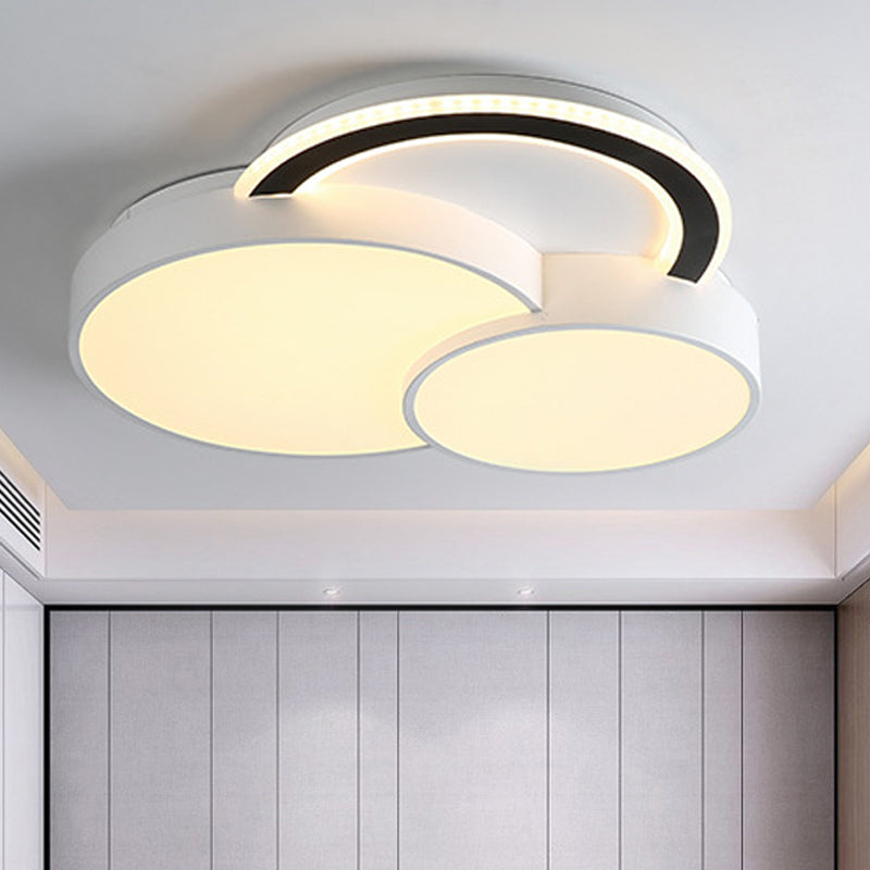 Modern Half-Circle Flush Mount Led Ceiling Lamp - Foyer Round White Acrylic / 18 Warm
