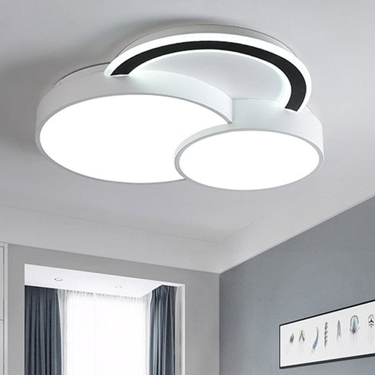 Modern Half - Circle Flush Mount Led Ceiling Lamp - Foyer Round White Acrylic