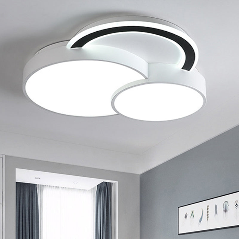 Modern Half-Circle Flush Mount Led Ceiling Lamp - Foyer Round White Acrylic