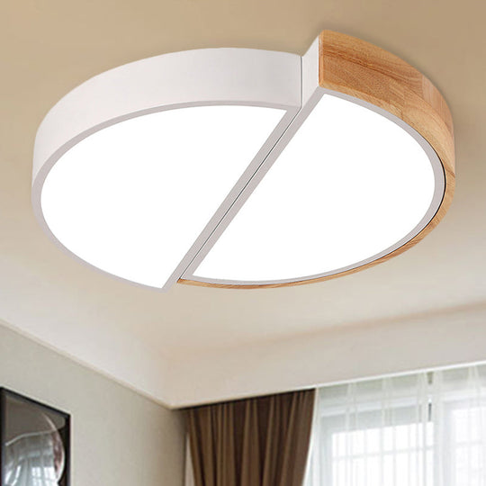 Macaron Loft Led Flush Mount Ceiling Light - Half Circle Restaurant Lamp In Green/Pink/White White