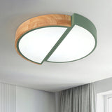 Macaron Loft Led Flush Mount Ceiling Light - Half Circle Restaurant Lamp In Green/Pink/White Green /