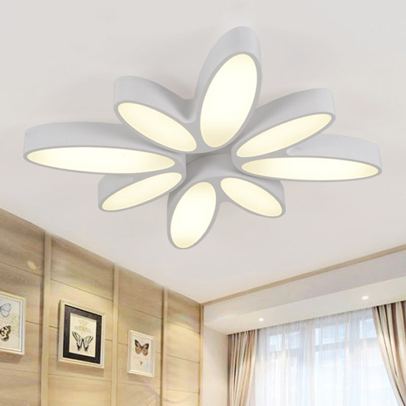 Creative Acrylic Ceiling Lamp For Child’s Bedroom - White 8 - Petal Blossom Design / 27’ Warm