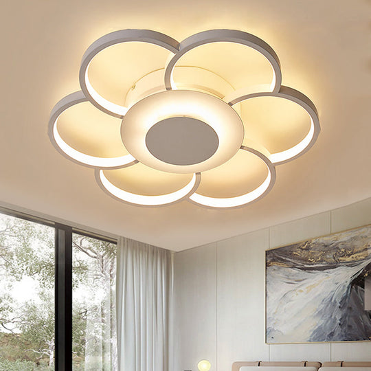 Modern Acrylic Blossom Led Ceiling Light In White For Kid’s Bedroom - Flush Mount Fixture /