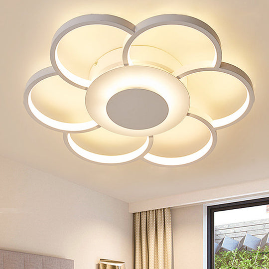 Modern Acrylic Blossom Led Ceiling Light In White For Kid’s Bedroom - Flush Mount Fixture